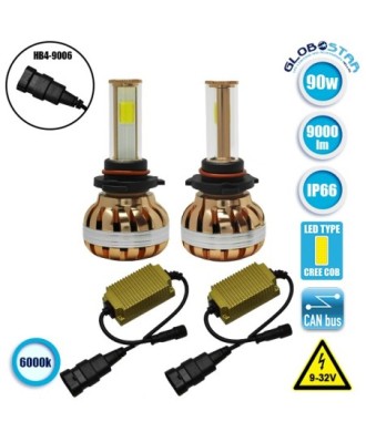 GloboStar® 99706 LED HID KIT HB4 9006 COB LED 45 Watt 4500 Lumen 9-32 Volt DC 6000k